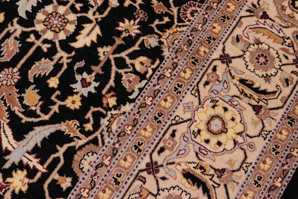 handmade Transitional Kafkaz Black Beige Hand Knotted RECTANGLE 100% WOOL area rug 8x10