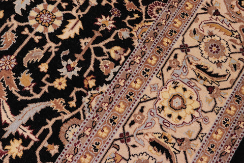 handmade Transitional Kafkaz Black Beige Hand Knotted RECTANGLE 100% WOOL area rug 8x10