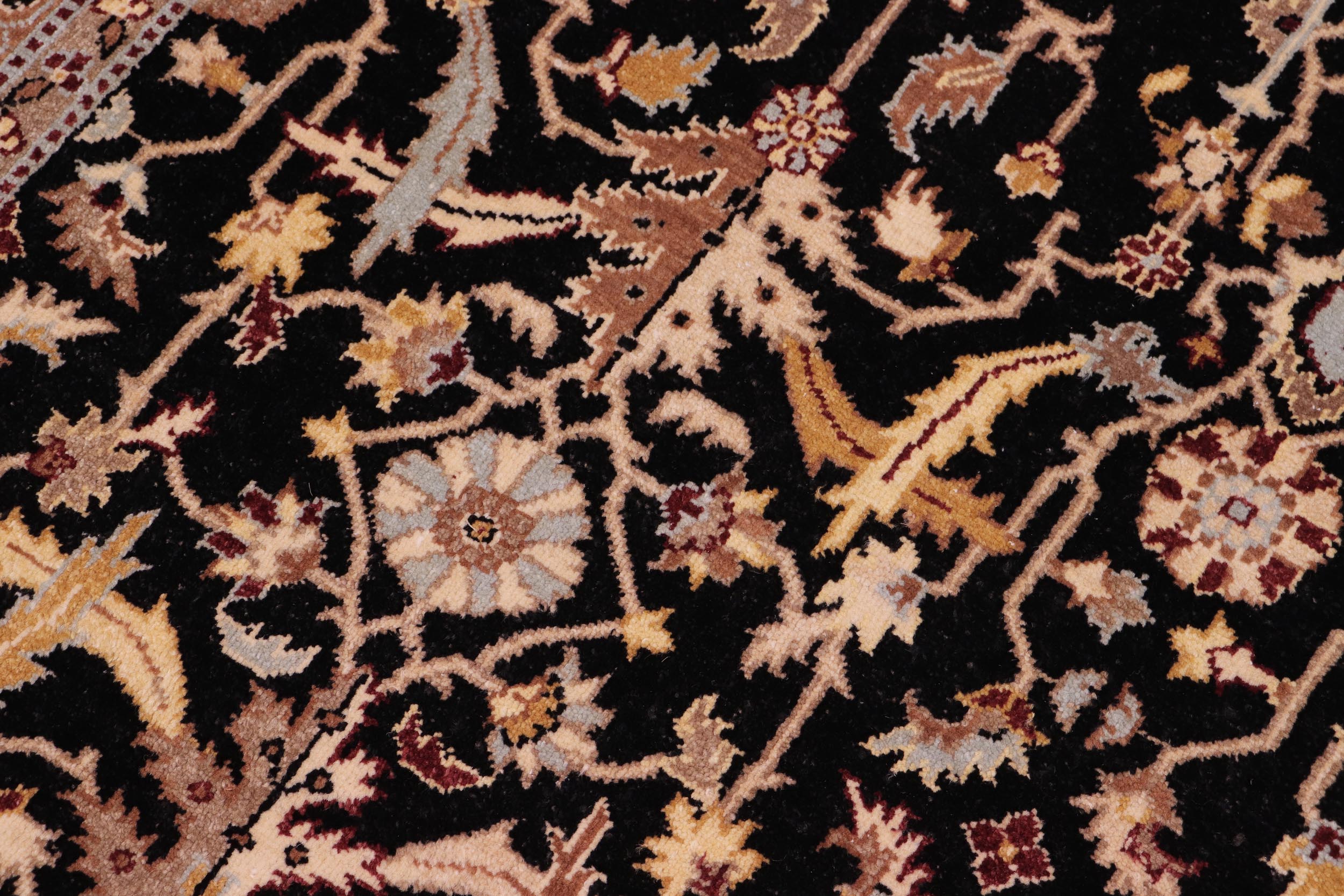 handmade Transitional Kafkaz Black Beige Hand Knotted RECTANGLE 100% WOOL area rug 8x10