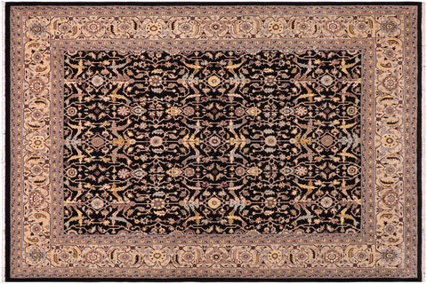 handmade Transitional Kafkaz Black Beige Hand Knotted RECTANGLE 100% WOOL area rug 8x10