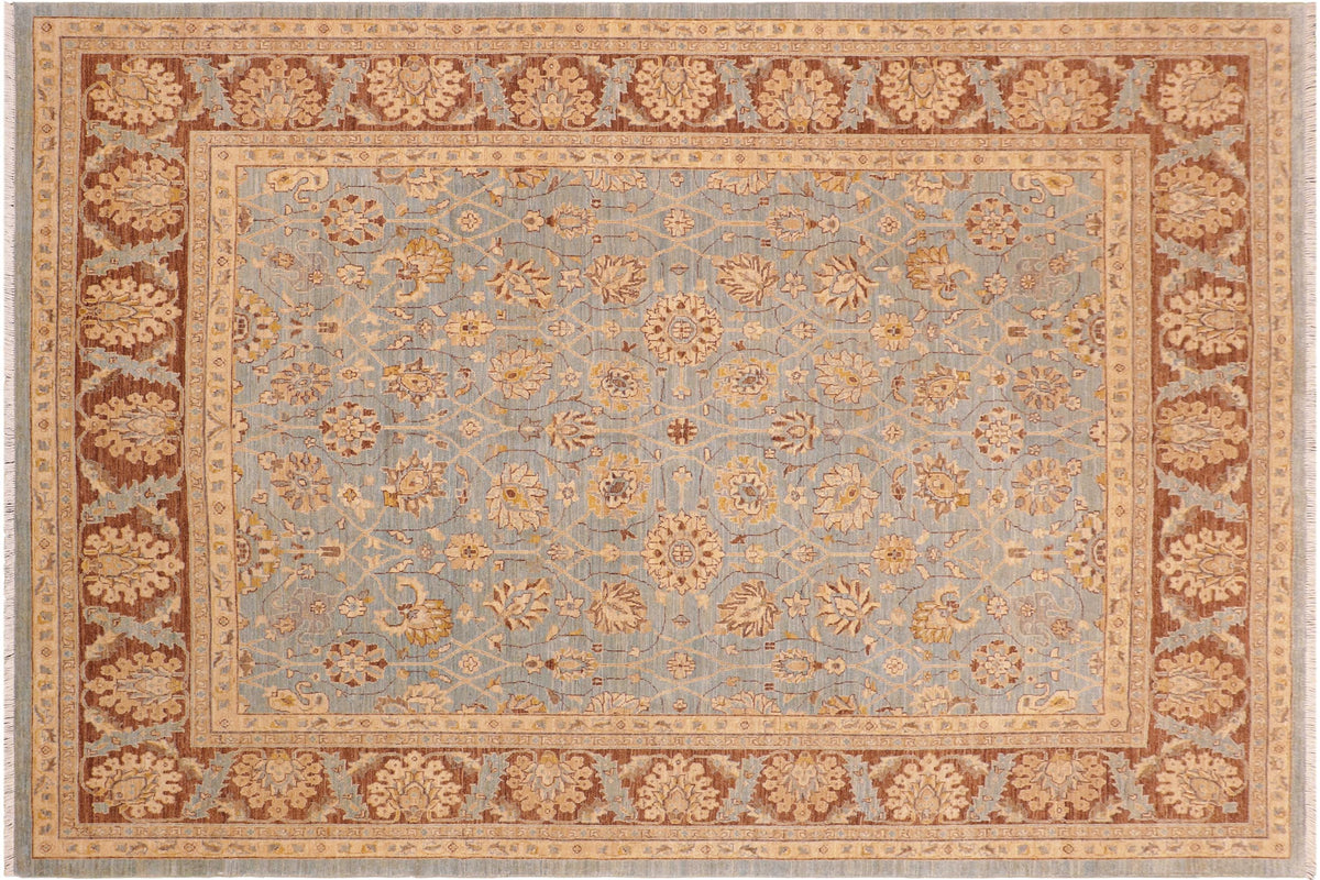 8x10 hand knotted transitional wool rug in blue and brown - Bohemian Gilma Blue/ Brown