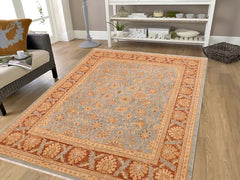 handmade Traditional Kafkaz Lt. Blue Lt. Brown Hand Knotted RECTANGLE 100% WOOL area rug 8 x 10
