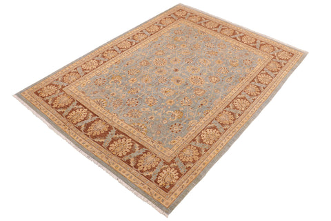handmade Transitional Kafkaz Lt. Blue Lt. Brown Hand Knotted RECTANGLE 100% WOOL area rug 8' x 10'