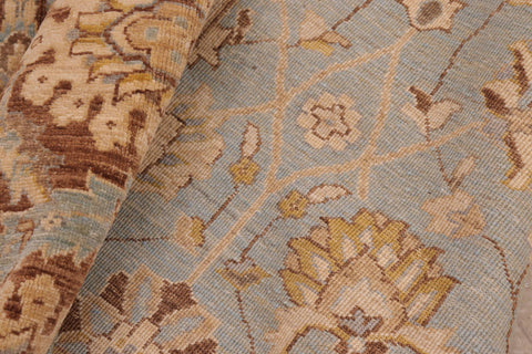 handmade Transitional Kafkaz Lt. Blue Lt. Brown Hand Knotted RECTANGLE 100% WOOL area rug 8' x 10'