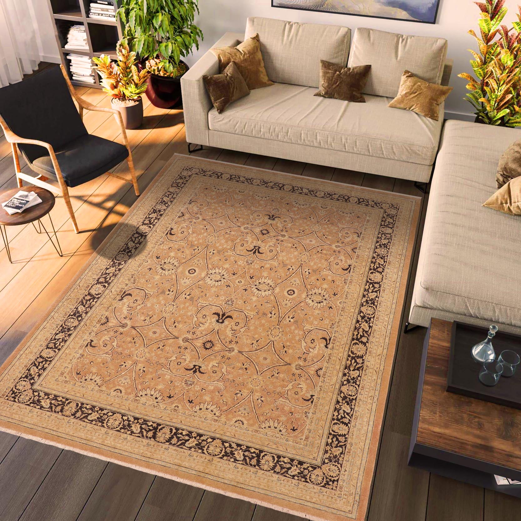 handmade Transitional Kafkaz Brown Charcoal Hand Knotted RECTANGLE 100% WOOL area rug 8x10