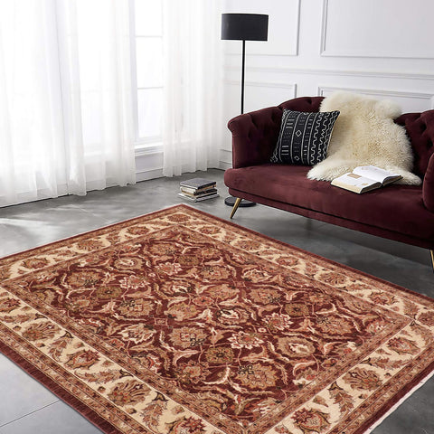 handmade Traditional Kafkaz Brown Ivory Hand Knotted RECTANGLE 100% WOOL area rug 8x10
