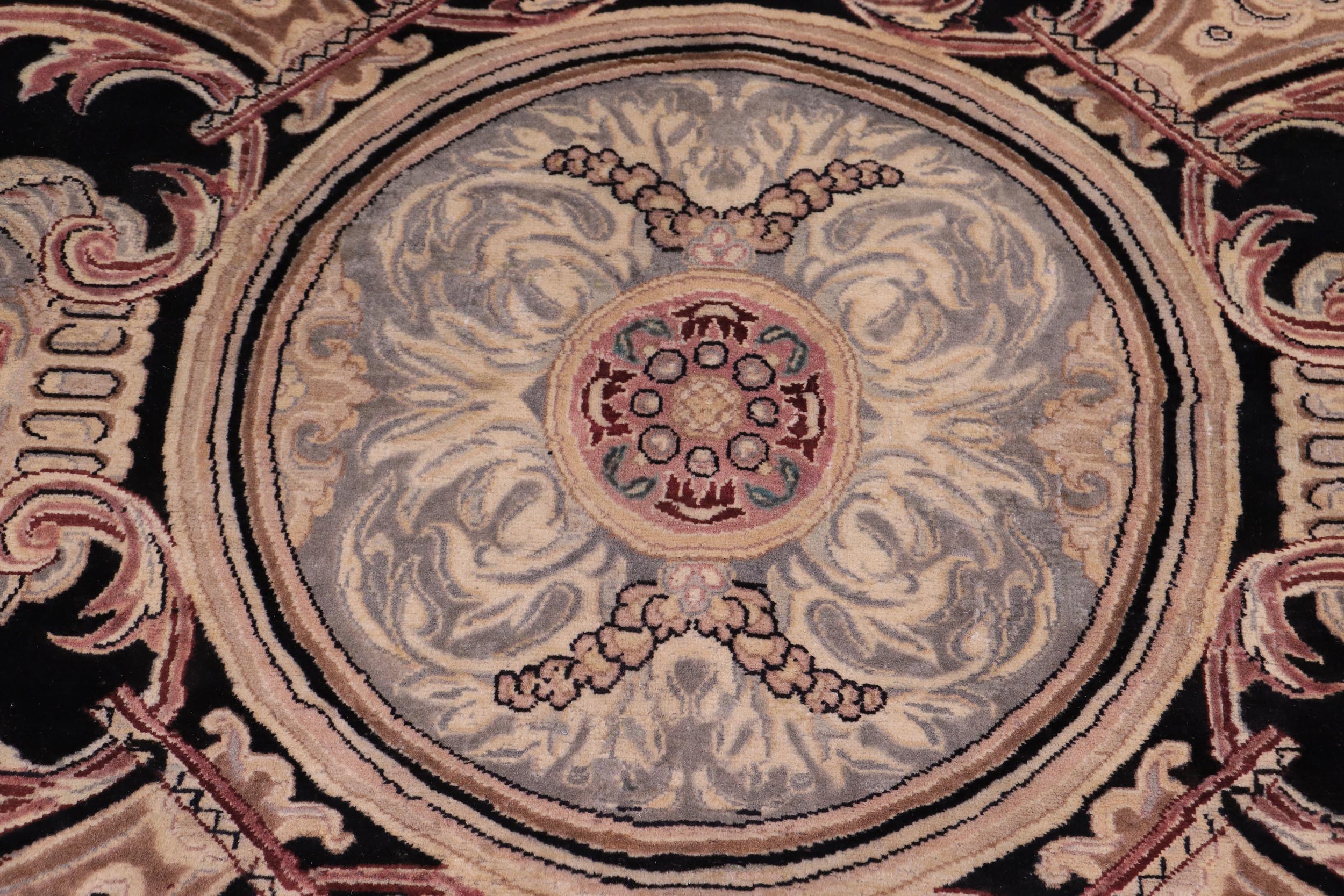 handmade Traditional Savonarrie Black Black Hand Knotted RECTANGLE 100% WOOL area rug 9x12