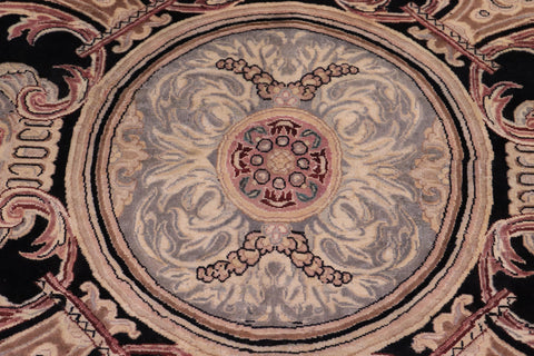 handmade Traditional Savonarrie Black Black Hand Knotted RECTANGLE 100% WOOL area rug 9x12