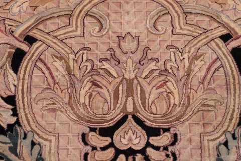 handmade Traditional Savonarrie Black Black Hand Knotted RECTANGLE 100% WOOL area rug 9x12