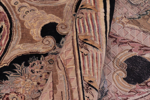 handmade Traditional Savonarrie Black Black Hand Knotted RECTANGLE 100% WOOL area rug 9x12