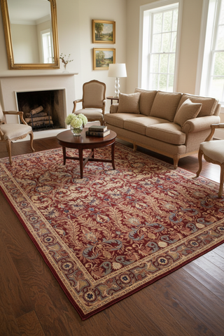 handmade Traditional Lahore Red Red Hand Knotted RECTANGLE 100% WOOL area rug 9' x 12'
