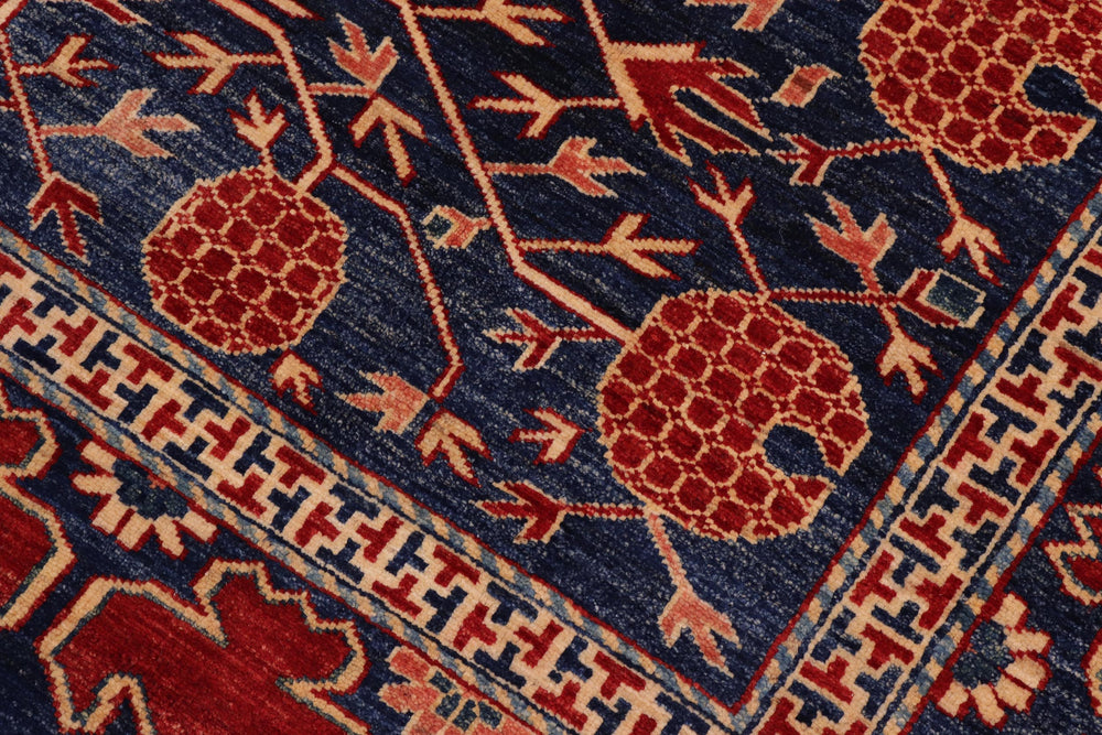 handmade Geometric Super Kazak Blue Red Hand Knotted RECTANGLE 100% WOOL area rug 7' x 8'
