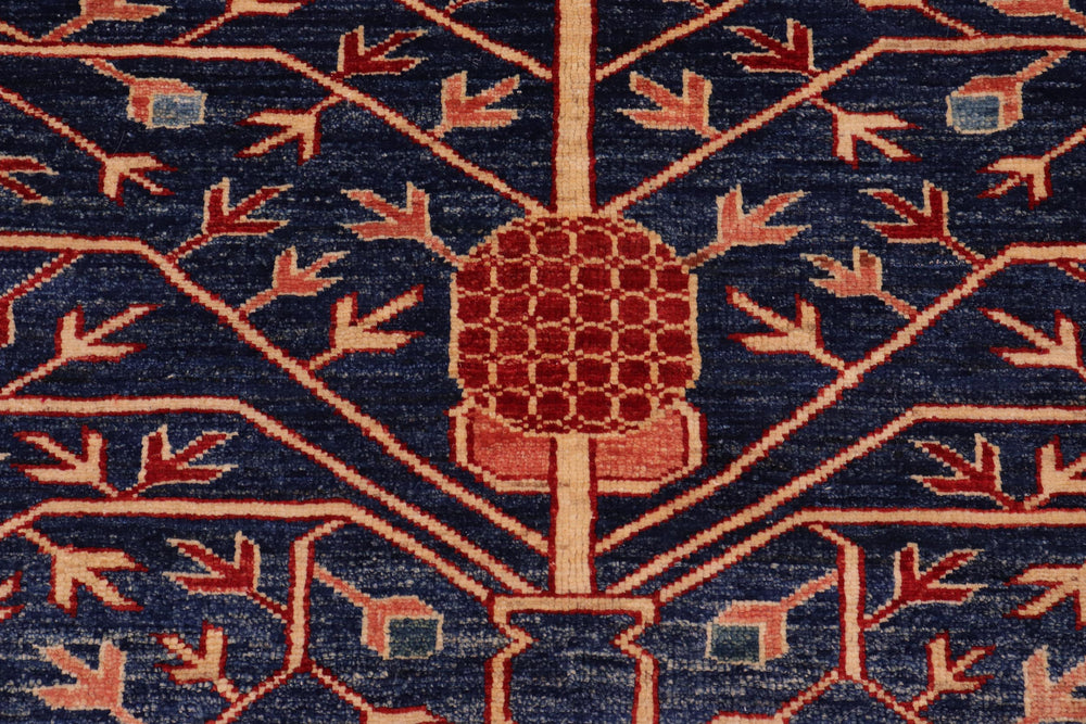 handmade Geometric Super Kazak Blue Red Hand Knotted RECTANGLE 100% WOOL area rug 7' x 8'