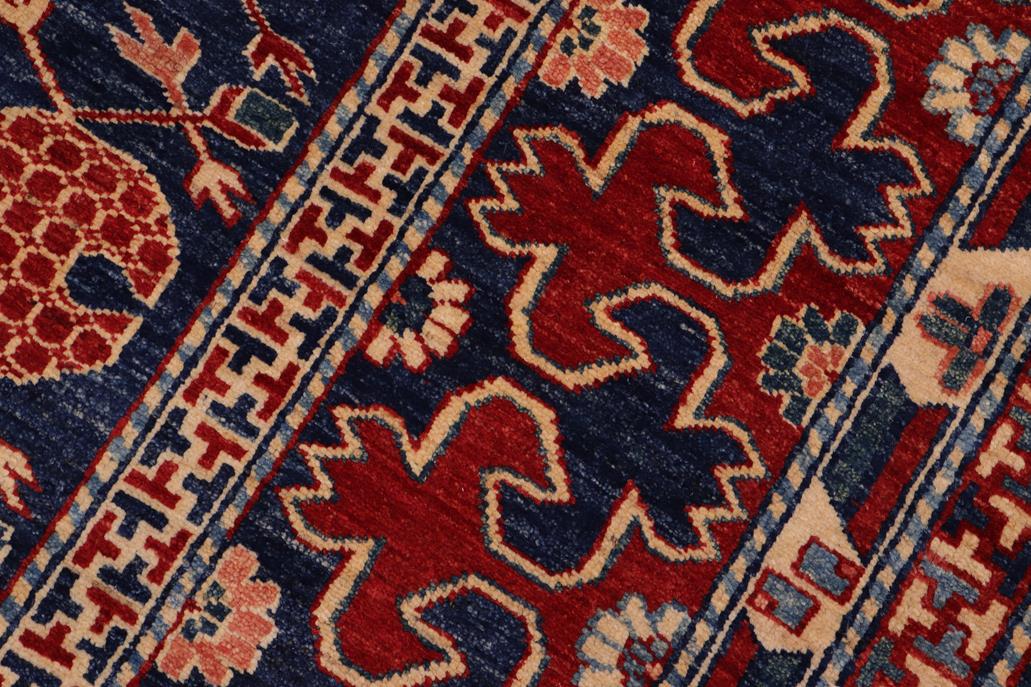 handmade Geometric Super Kazak Blue Red Hand Knotted RECTANGLE 100% WOOL area rug 7 x 8