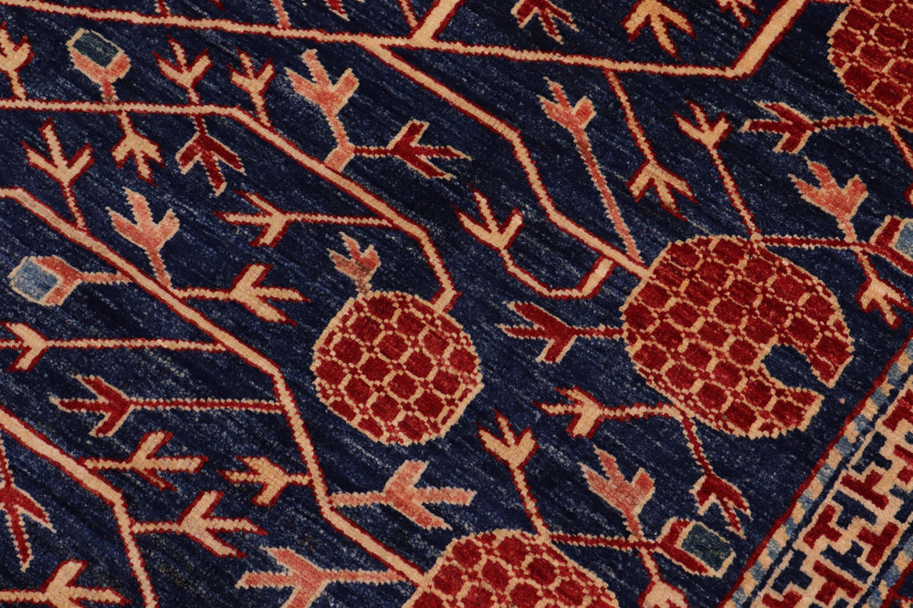 handmade Geometric Super Kazak Blue Red Hand Knotted RECTANGLE 100% WOOL area rug 7' x 8'