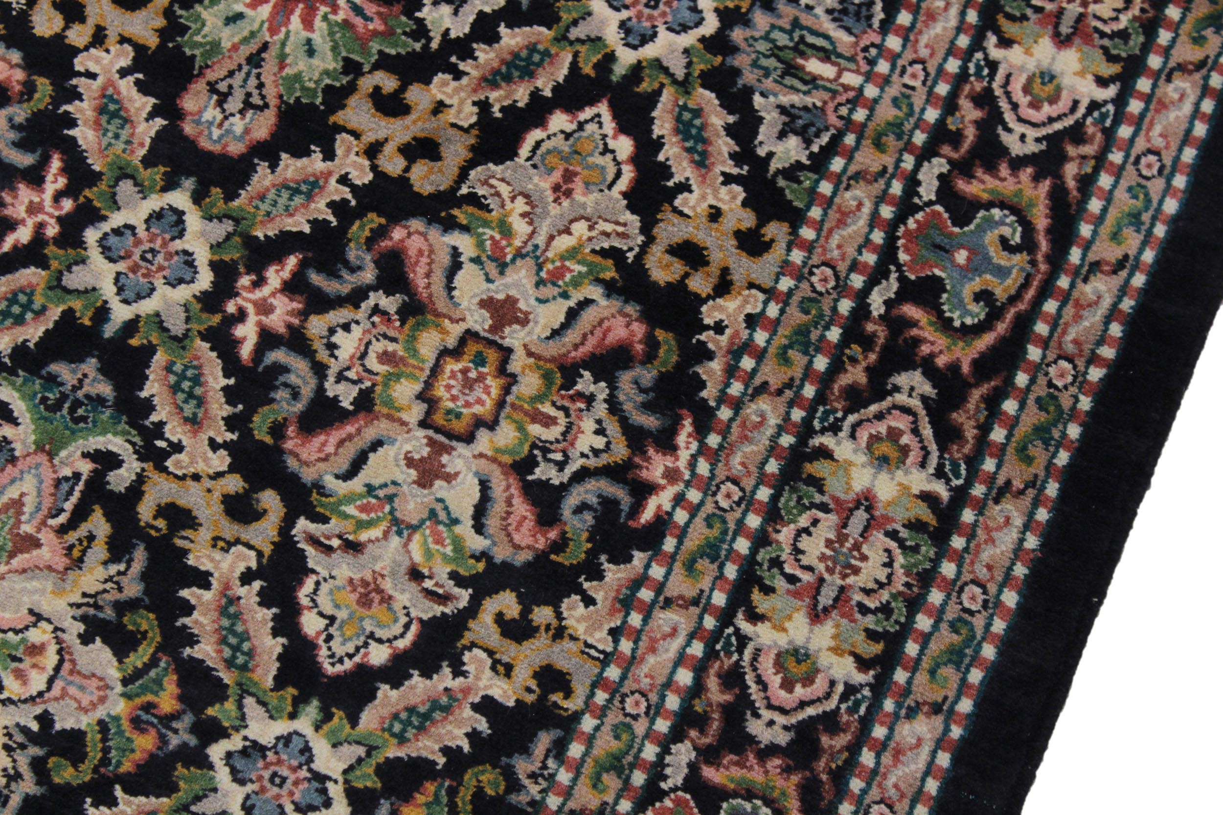 handmade Traditional Tabriz Black Pink Hand Knotted RUNNER 100% WOOL area rug 3' x 9'