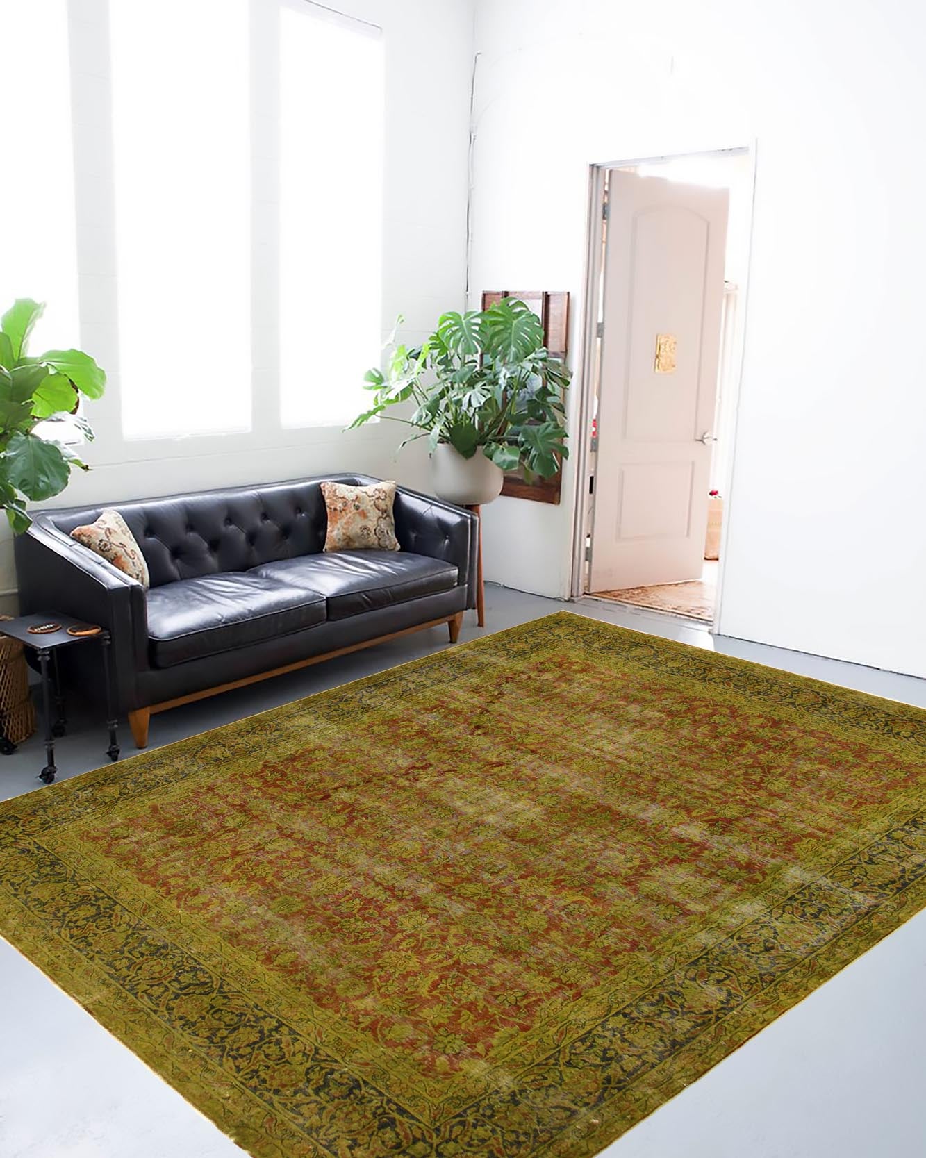 handmade Modern Vintage Rust Blue Hand Knotted RECTANGLE 100% WOOL area rug 10' x 13'