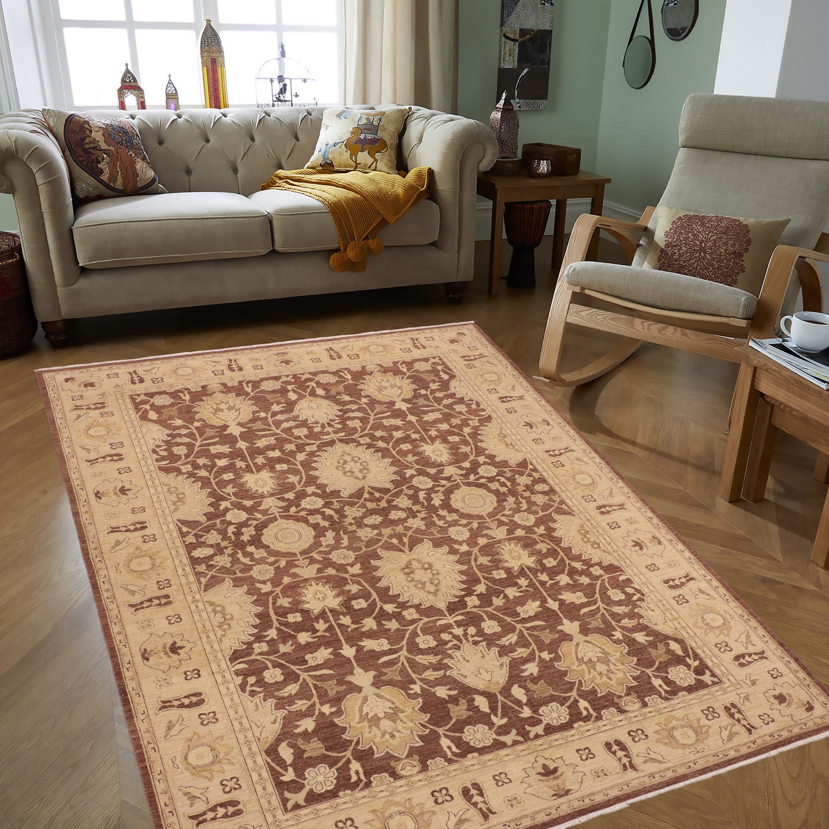 handmade Traditional Kafkaz Brown Tan Hand Knotted RECTANGLE 100% WOOL area rug 10x14