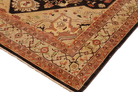 handmade Traditional Antique Brown Tan Hand Knotted RECTANGLE 100% WOOL area rug 9' x 12'