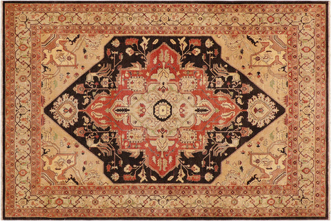 handmade Traditional Antique Brown Tan Hand Knotted RECTANGLE 100% WOOL area rug 9' x 12'