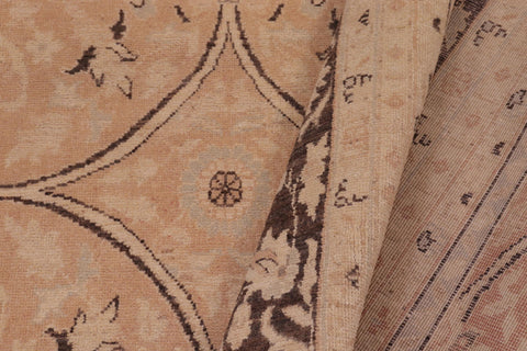 handmade Transitional Kafkaz Peach Lt. Brown Hand Knotted RECTANGLE 100% WOOL area rug 9x12