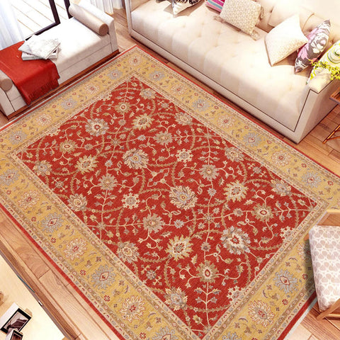 handmade Traditional Kafkaz Orange Gold Hand Knotted RECTANGLE 100% WOOL area rug 9x12