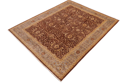 handmade Transitional Kafkaz Brown Gray Hand Knotted RECTANGLE 100% WOOL area rug 9' x 11'