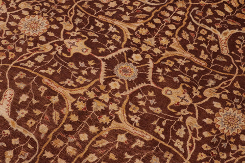 handmade Transitional Kafkaz Brown Gray Hand Knotted RECTANGLE 100% WOOL area rug 9' x 11'