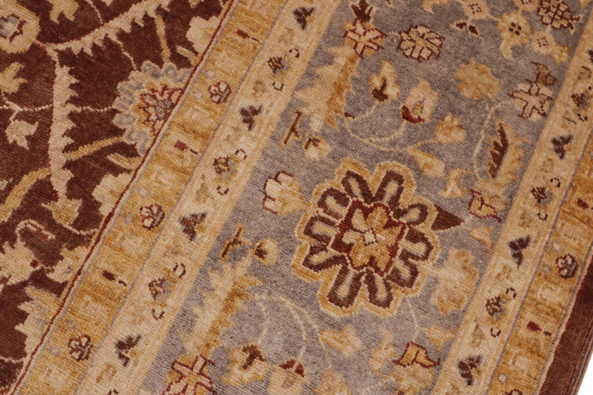 handmade Transitional Kafkaz Brown Gray Hand Knotted RECTANGLE 100% WOOL area rug 9' x 11'