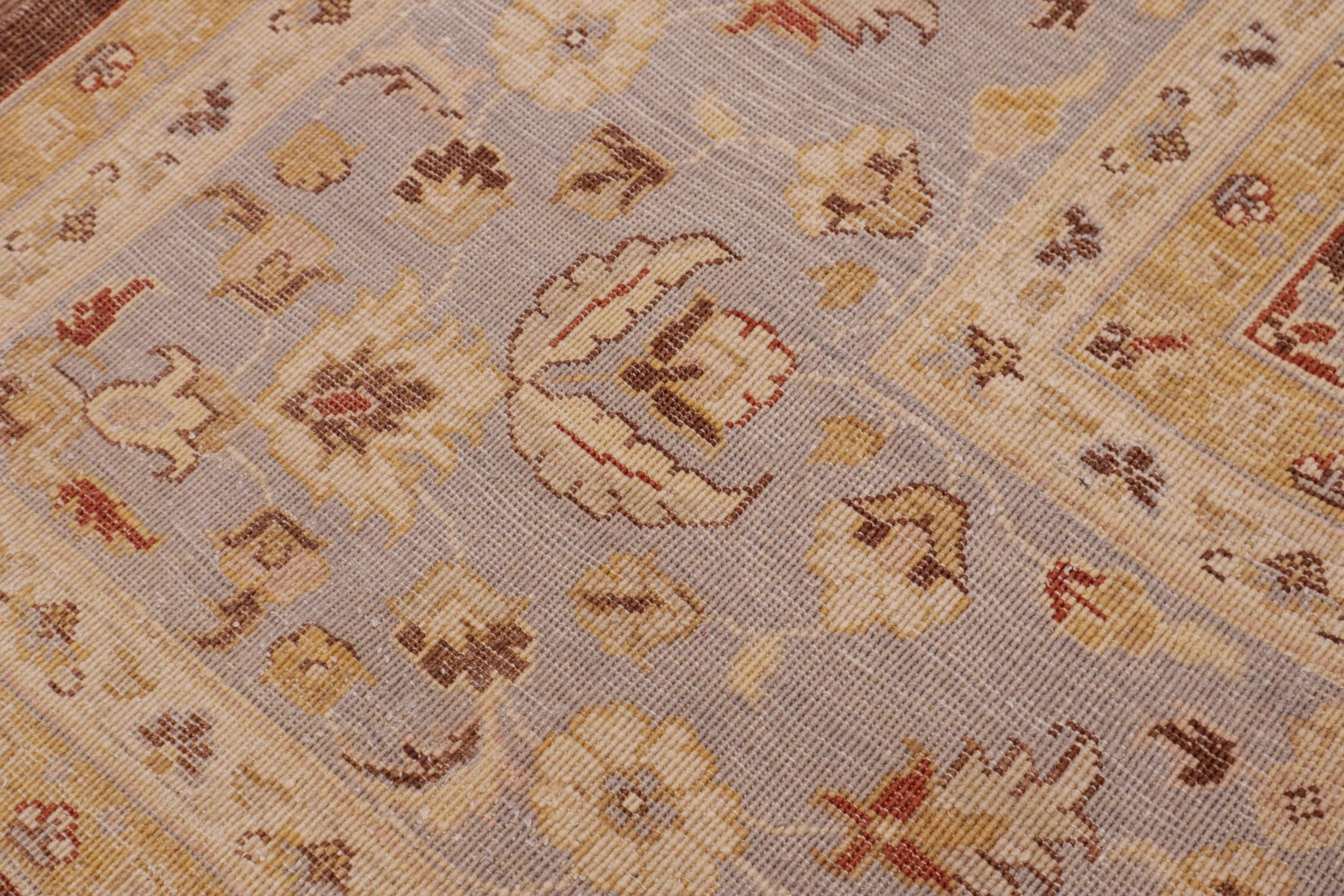 handmade Transitional Kafkaz Brown Gray Hand Knotted RECTANGLE 100% WOOL area rug 9' x 11'