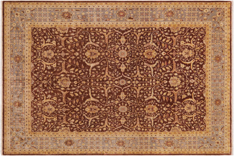 handmade Transitional Kafkaz Brown Gray Hand Knotted RECTANGLE 100% WOOL area rug 9' x 11'