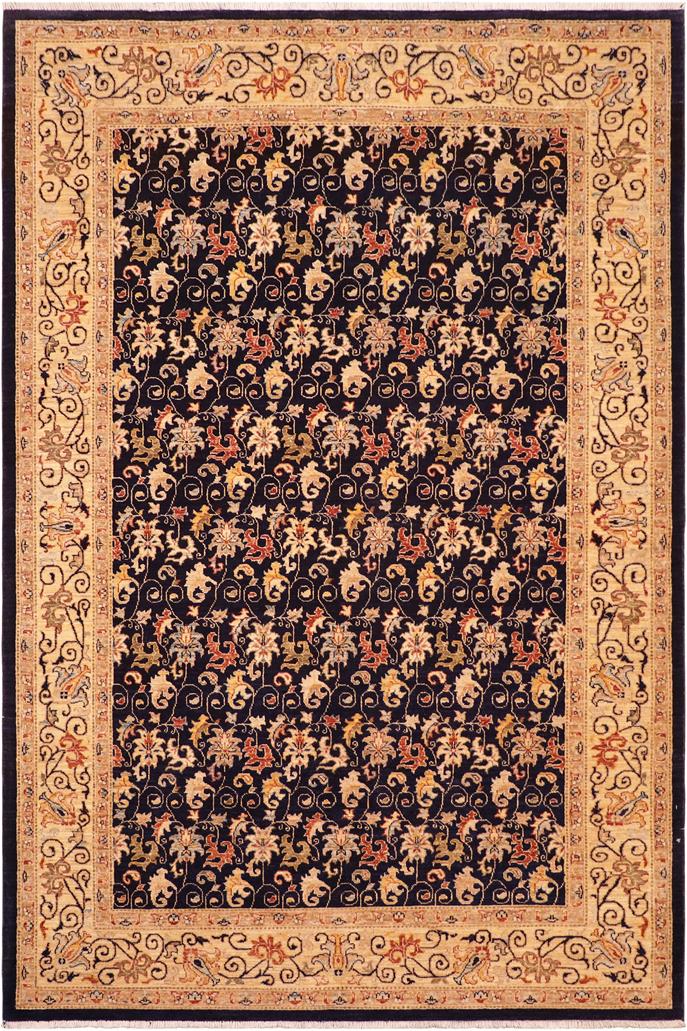 handmade Transitional Kafkaz Blue Beige Hand Knotted RECTANGLE 100% WOOL area rug 6 x 9
