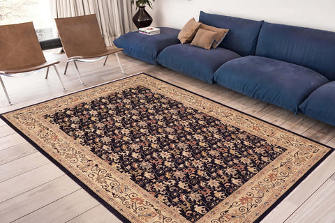 handmade Transitional Kafkaz Blue Beige Hand Knotted RECTANGLE 100% WOOL area rug 6' x 9'