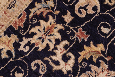 handmade Transitional Kafkaz Blue Beige Hand Knotted RECTANGLE 100% WOOL area rug 6' x 9'