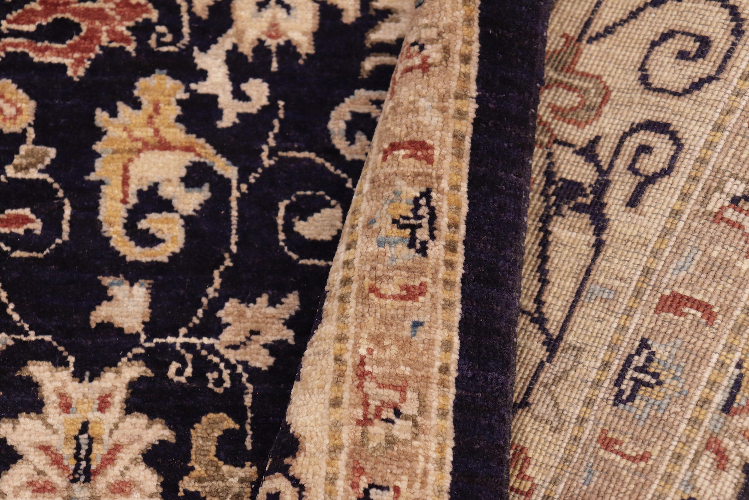 handmade Transitional Kafkaz Blue Beige Hand Knotted RECTANGLE 100% WOOL area rug 6' x 9'