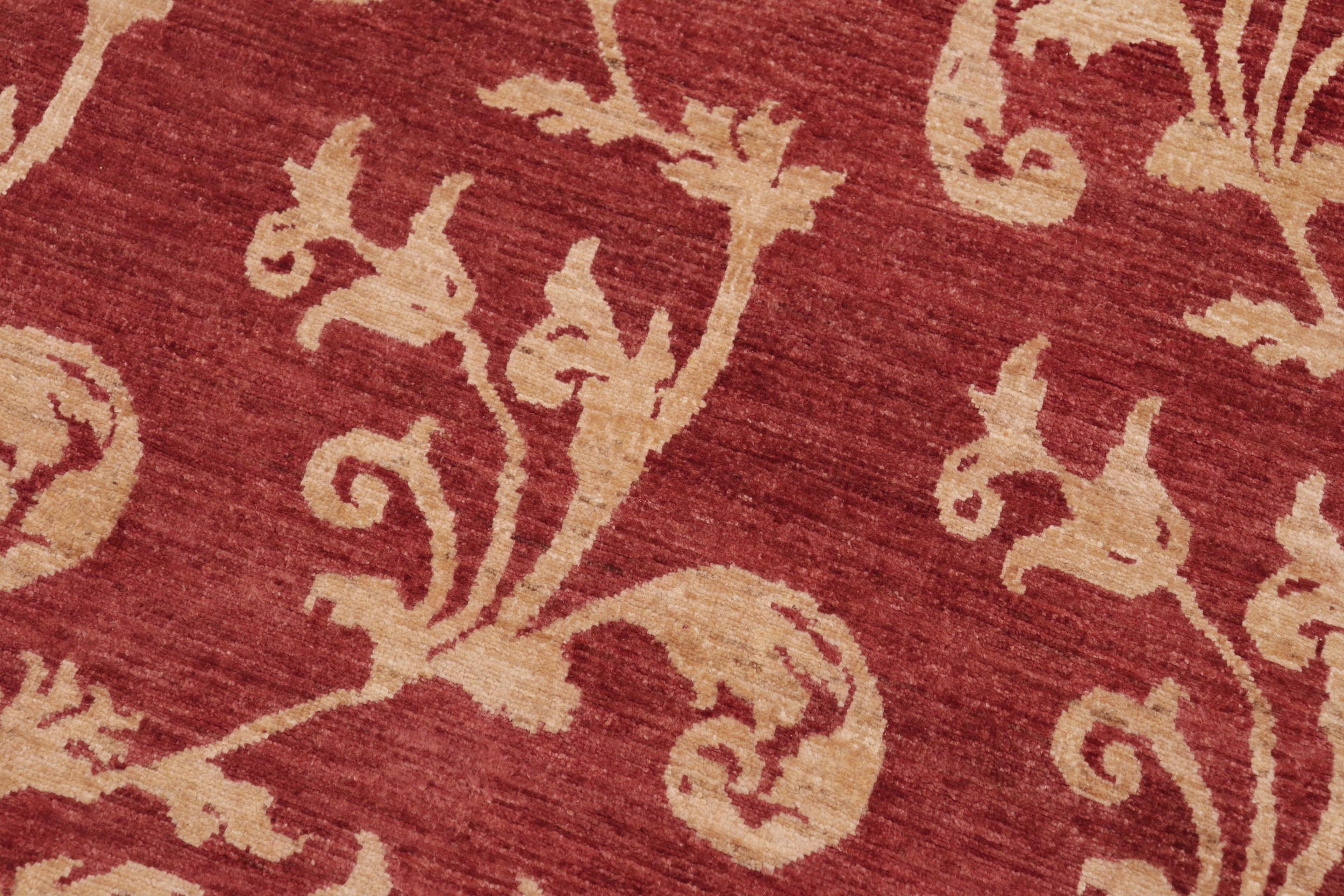 handmade Modern Kafkaz Red Gold Hand Knotted RECTANGLE 100% WOOL area rug 5' x 8'