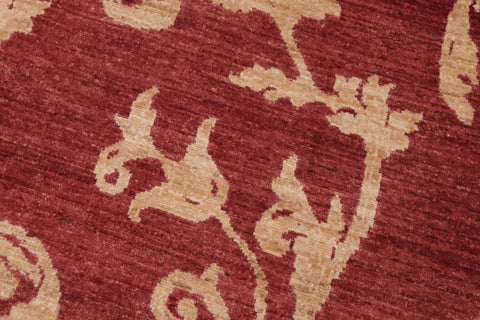 handmade Modern Kafkaz Red Gold Hand Knotted RECTANGLE 100% WOOL area rug 5' x 8'