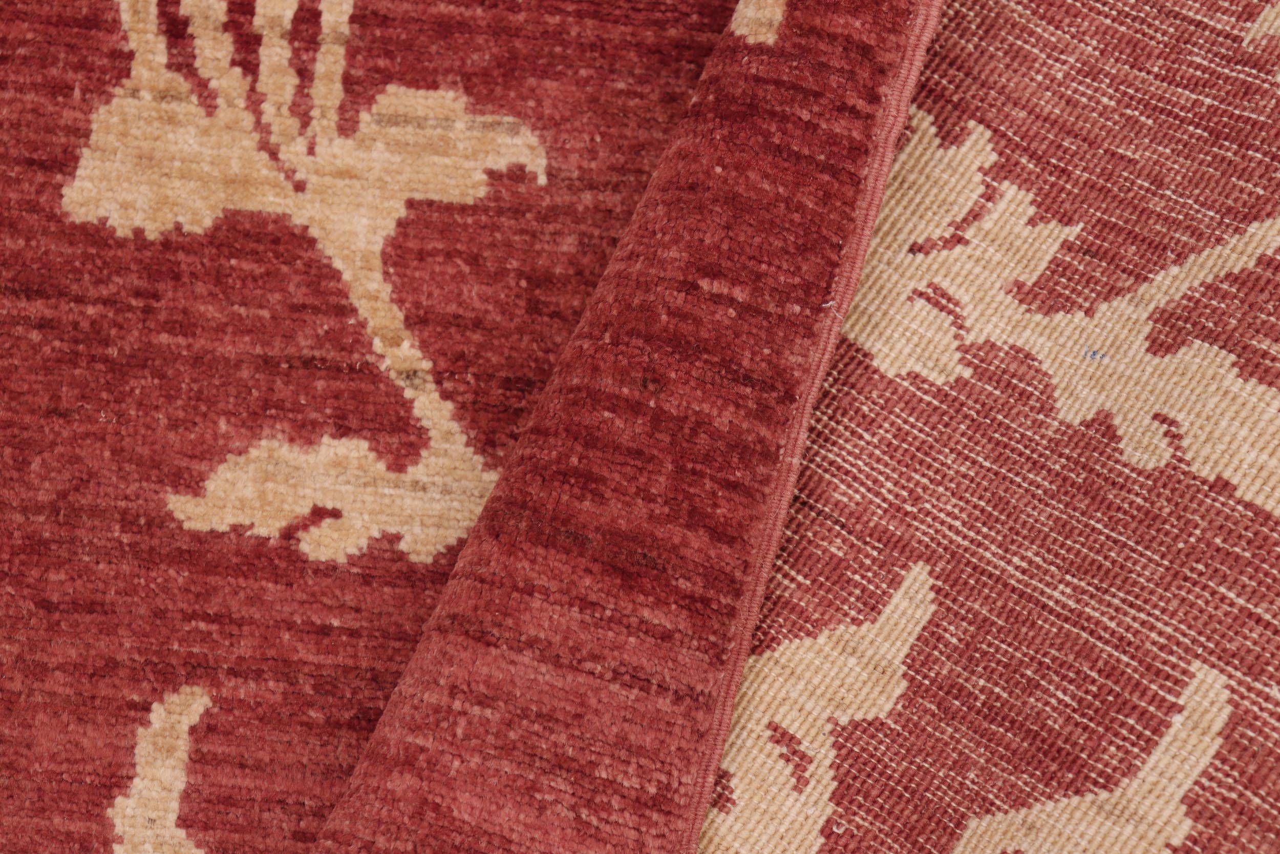 handmade Modern Kafkaz Red Gold Hand Knotted RECTANGLE 100% WOOL area rug 5' x 8'