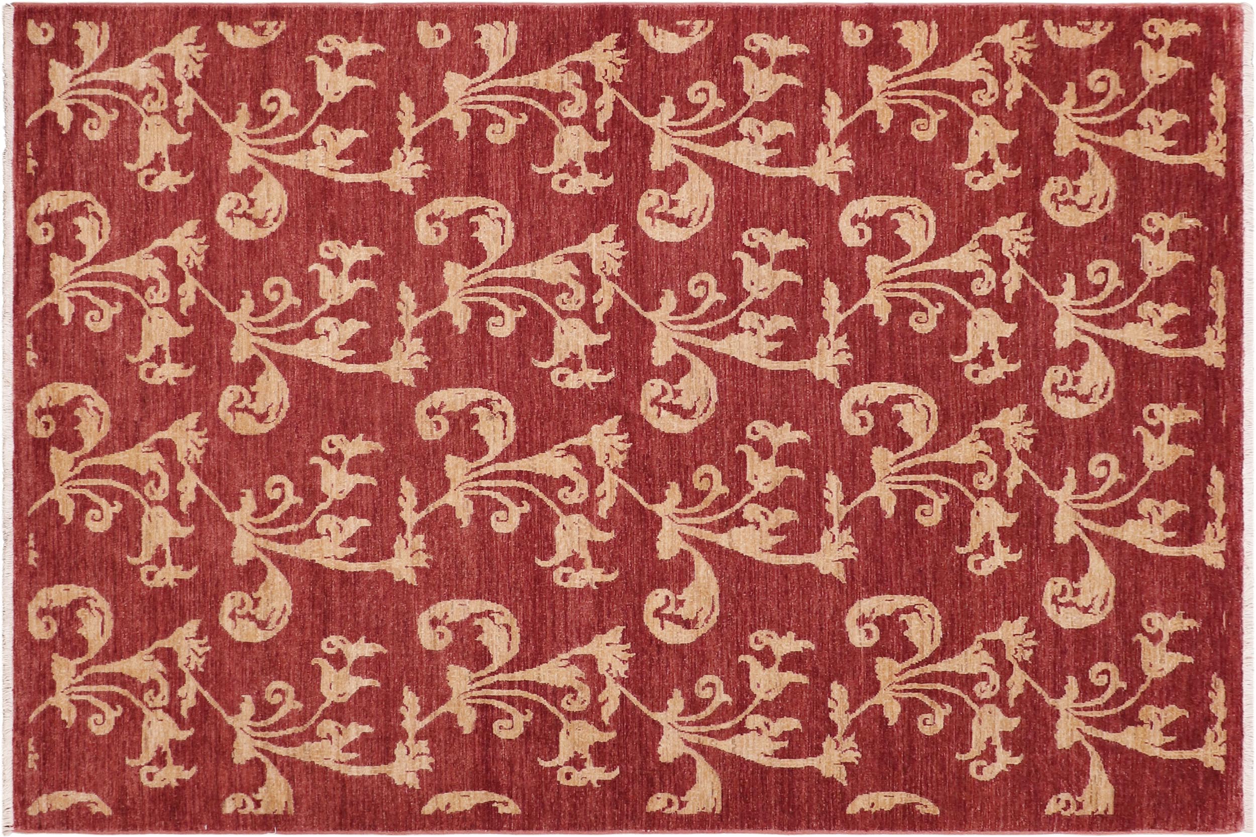 handmade Modern Kafkaz Red Gold Hand Knotted RECTANGLE 100% WOOL area rug 5' x 8'