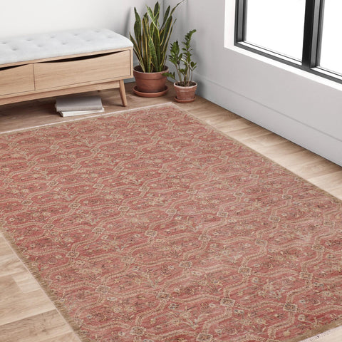 handmade Modern Kafkaz Pink Green Hand Knotted RECTANGLE 100% WOOL area rug 6' x 9'