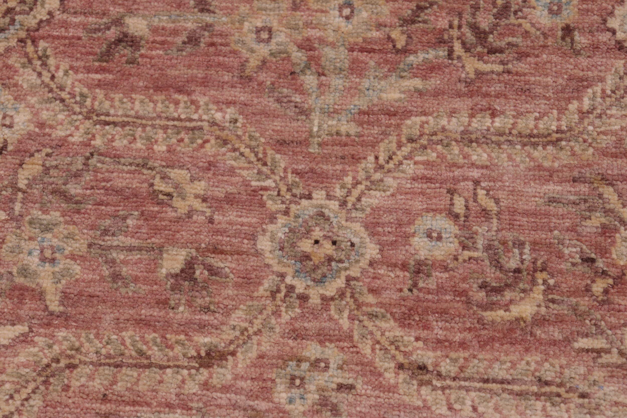 handmade Modern Kafkaz Pink Green Hand Knotted RECTANGLE 100% WOOL area rug 6' x 9'