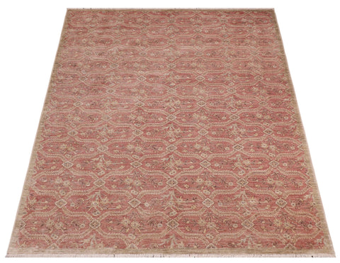 handmade Modern Kafkaz Pink Green Hand Knotted RECTANGLE 100% WOOL area rug 6' x 9'