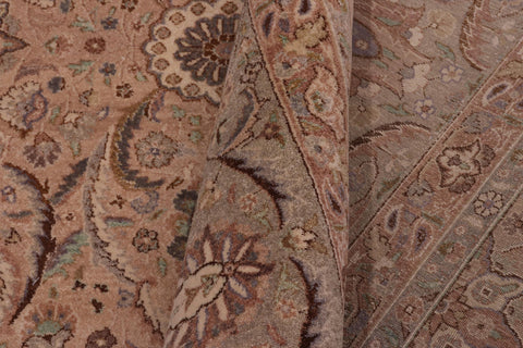 handmade Transitional Qaseem Bond Tan Green Hand Knotted RECTANGLE 100% WOOL area rug 10x14