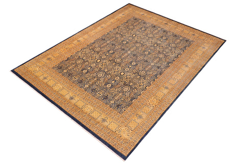 handmade Transitional Tabriz Lt. Blue Ivory Hand Knotted RECTANGLE 100% WOOL area rug 10x14