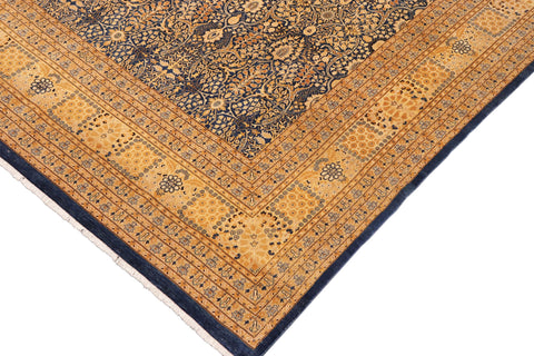 handmade Transitional Tabriz Lt. Blue Ivory Hand Knotted RECTANGLE 100% WOOL area rug 10x14