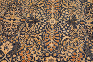 handmade Transitional Tabriz Lt. Blue Ivory Hand Knotted RECTANGLE 100% WOOL area rug 10x14