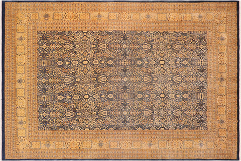 handmade Transitional Tabriz Lt. Blue Ivory Hand Knotted RECTANGLE 100% WOOL area rug 10x14