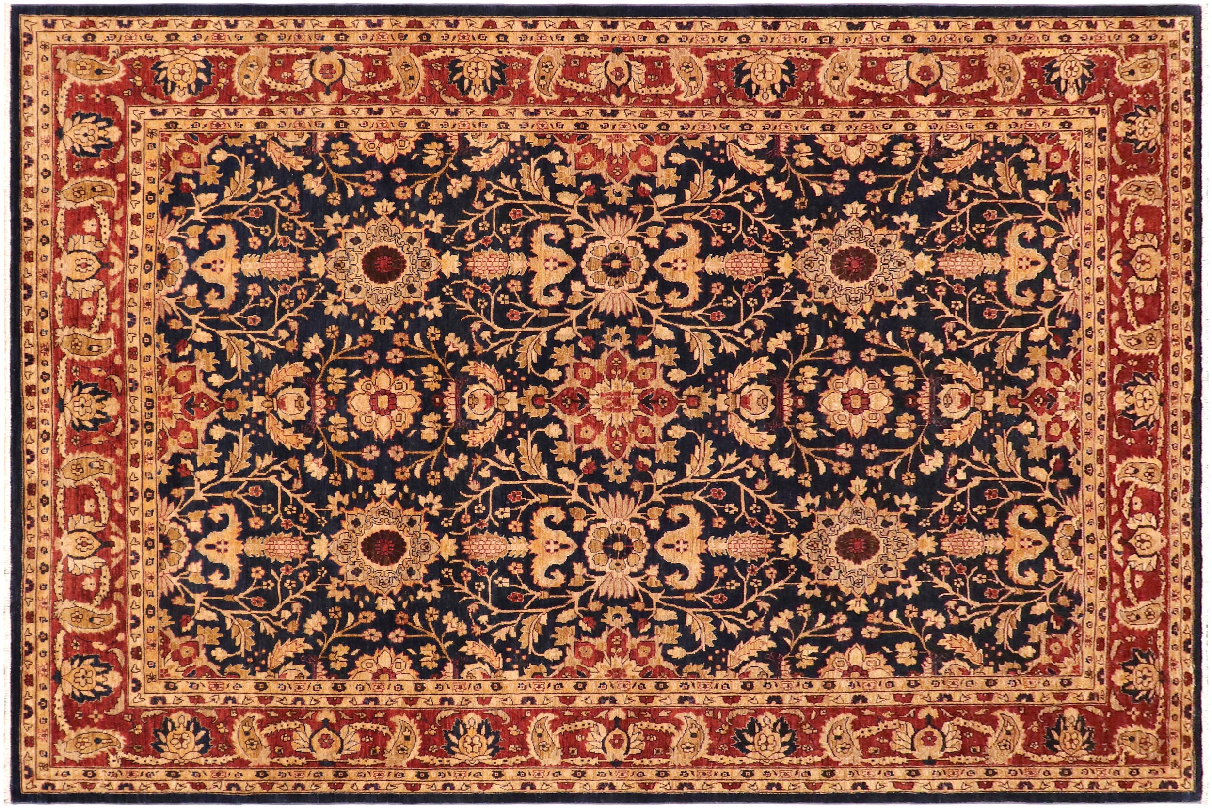 handmade Transitional Kafkaz Blue Rust Hand Knotted RECTANGLE 100% WOOL area rug 9' x 12'
