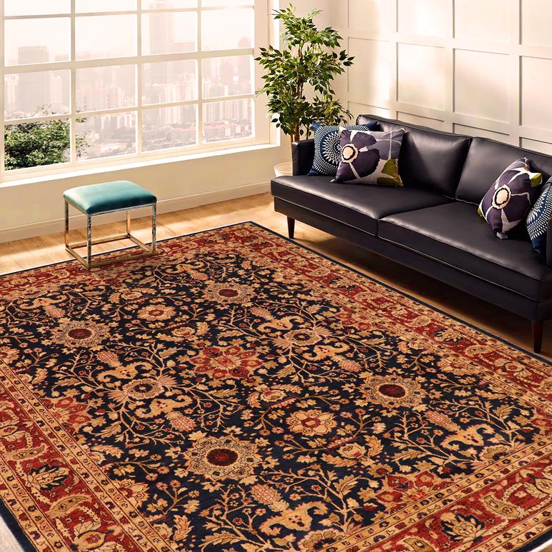 handmade Traditional Kafkaz Blue Rust Hand Knotted RECTANGLE 100% WOOL area rug 9 x 12