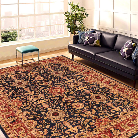 handmade Transitional Kafkaz Blue Rust Hand Knotted RECTANGLE 100% WOOL area rug 9' x 12'